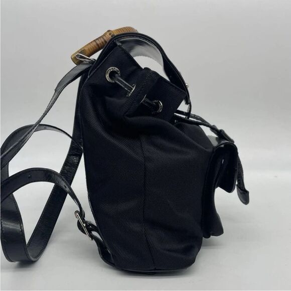 Authentic Gucci Vintage Black Backpack with Bamboo Handle Timeless Chic 🖤 - Picture 12 of 15